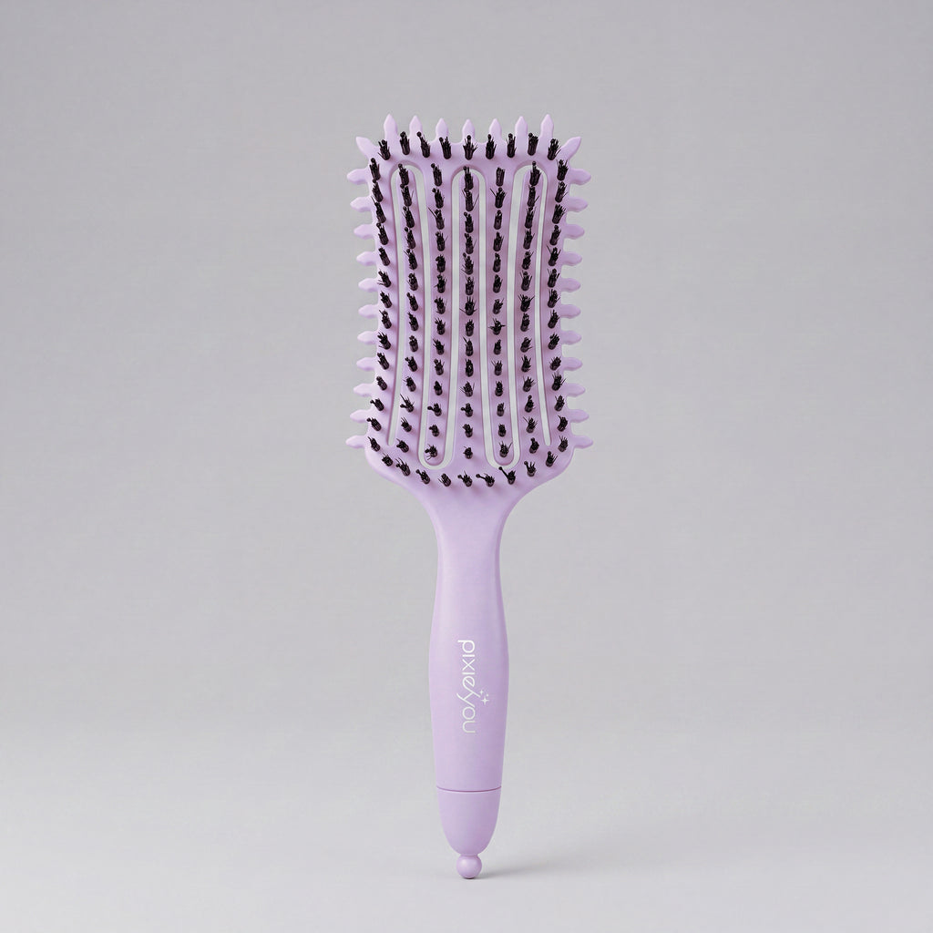 PixieYou The Starter Set features a lavender detangling brush with flexible bristles for easy hair styling.